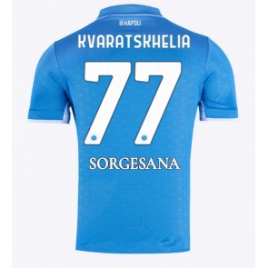 Billiga SSC Napoli Khvicha Kvaratskhelia #77 Hemmatröja 2024-25 Kortärmad